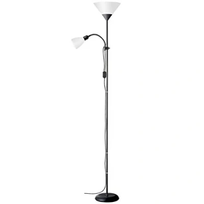 Imagen de BRILLIANT lámpara Spari uplighter brazo de lectura plata/blanco 1x A60, E27, 60W, adecuado para lámparas estándar (no incluidas) Escala a ++ E Con interruptor cable
