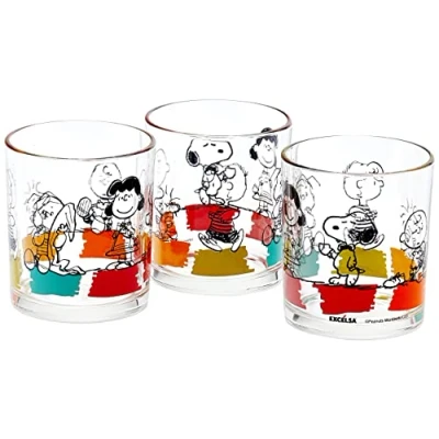 Imagen de Excelsa Peanuts Juego de 3 Vasos 25 cl, Cristal Transparente, 8 x 9 cm