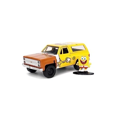 Imagen de Jada JA31798 1:32 HWR 1980 Chevy K5 Blazer con Figura de Bob Esponja, Coche en Miniatura Coleccionable, Amarillo, Talla única