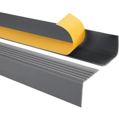 Imagen de Quest Perfil de borde para escaleras autoadhesivo PVC, protección escalera, 50x42mm RGP, gris oscuro, 200cm