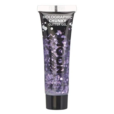 Imagen de Gel Brillante grueso Holográfico para la Cara y el Cuerpo por Moon Glitter 12ml Púrpura Pintura Facial