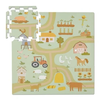 Imagen de Relaxdays Alfombra Puzzle, 21 Piezas, Alfombrilla Juego, Diseño Granja, Esterilla Gateo, Espuma sin Tóxicos, Multicolor, 89,5x89,5 cm