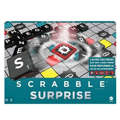Imagen de Mattel Games Scrabble Trap Tiles (versión Francesa) Juego de mesa Familiar , con Fichas Trampa, Mesa, + 10años HLM16