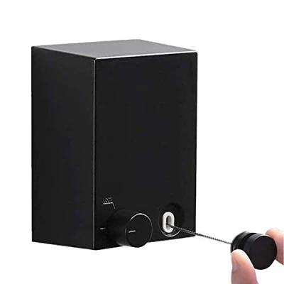 Imagen de Youngine Tendedero retráctil de Pared para Interiores y Exteriores, con Cuerda Acero 4,2 m, Gancho Ajustable, sin Necesidad taladrar Autoadhesivo (Negro)