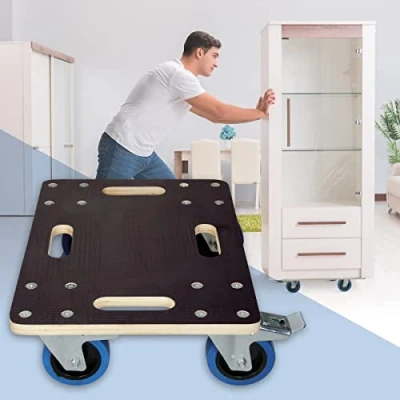 Imagen de ECD Germany Rodillo Transporte de Muebles 35x50cm Carga hasta 800kg Tabla Roller Serigrafía/Ruedas PP Monopatín con 2X Freno Placa Carretilla Platforma para Mundanzas y Translado Maquinaria