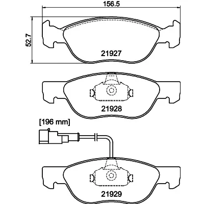 Imagen de HELLA 8DB 355 007 901 Juego de pastillas freno con contacto aviso desgaste incorporado FIAT: Punto II Hatchback, BRAVO 1, Brava Hatchback