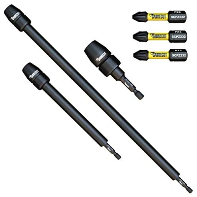 Imagen de 6 portapuntas de impacto profesionales SabreCut SCRK6 65 mm, 152 mm y 305 con destornillador magnético PZ2 3 x 32 Compatible Dewalt, Milwaukee, Makita, Bosch otros