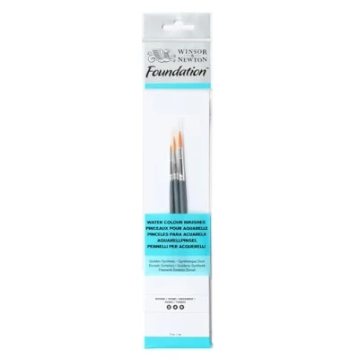Imagen de Winsor &amp; Newton pinceles para acuarela Foundation, set de 3 Unidades, sintéticos, redondo nº 3, 4 y 6