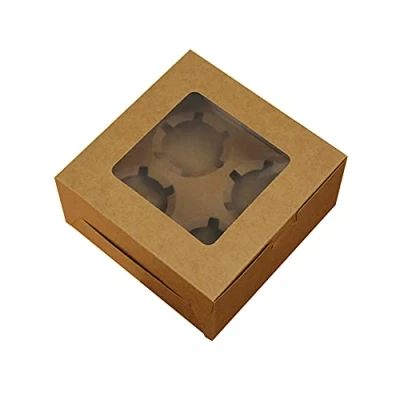 Imagen de Cajas para Cupcakes, 20 Piezas Caja Regalo Pastelería, Muffin Cupcake Boxes, con Ventana De Observación y Soporte Interior Extraíble, Recipientes Muffins (4 Agujero)