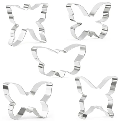 Imagen de Juego de 5 cortadores galletas mariposa para hornear Pascua acero inoxidable