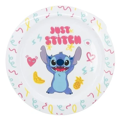 Imagen de Plato infantil reutilizable de plástico apto para microondas Stitch Palms