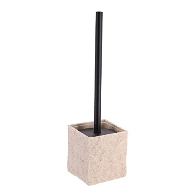 Imagen de PLUS HOME Escobillade baño con escobillero poliresina Efecto Piedra,escobilla de váter para el Cuarto y Aseo 10x 41 cm Color BEIG.