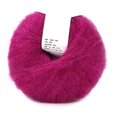 Imagen de Hilo de lana angora suave popular Mohair para tejer bricolaje (con un ganchillo)(dark red)