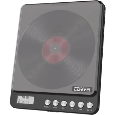 Imagen de Reproductor de CD Portátil con Bluetooth, 2000mAh Recargable FM Transmisor, Orificios Dobles 3,5 Mm para Auriculares, Walkman Coche Familia Ancianos Niños
