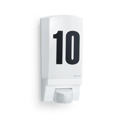 Imagen de Steinel Aplique L 1 S Blanco, Incluye Número de Casa, E 27, Máximo 60 W, Exterior, Detector Movimiento 180, Alcance 10 m