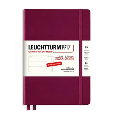 Imagen de LEUCHTTURM1917 367599 Agenda semanal (tamaño A5), 2024, 18 meses, color rojo
