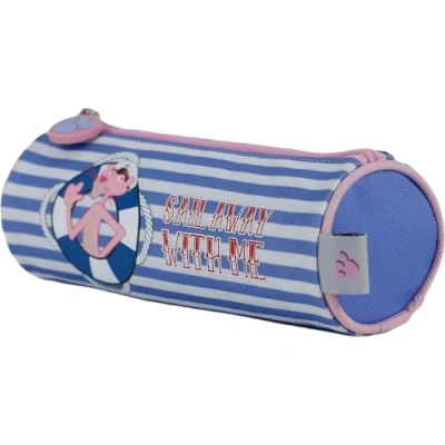 Imagen de DOHE Estuche Escolar Redondo Cierre de Cremallera, Licencia Oficial, Poliéster Resistente, 21x7,5x7,5 cm, Material Pink Panther Sailing