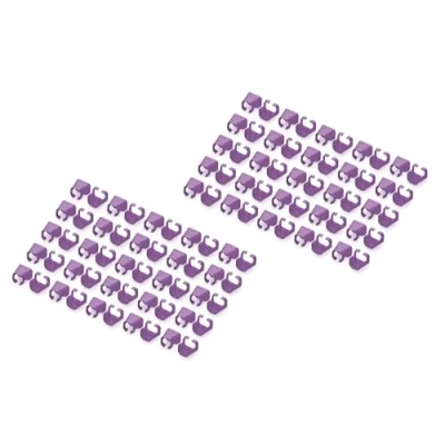 Imagen de DIGITUS Clips de Colores para Cables conexión RJ45 organización por los Red 100 Unidades LAN Cat 5e, 6 y 6A AWG 24/7 a 27/7 Violeta