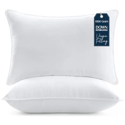 Imagen de Utopia Bedding Almohadas (2 Unidades) 50 x 70 cm de Primera Fibra Hueca Virgen Siliconada Suave Fácil Cuidado (Blanco)