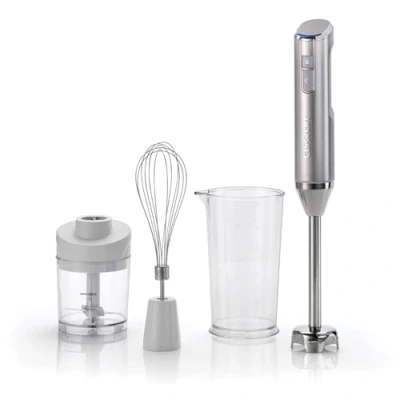 Imagen de Cuisinart batidora de mano inalámbrica 3 en 1 eléctrica acero inoxidable, varillas y jarra 700 ml sin BPA, minipicadora 250 Carga USB Apta para lavavajillas
