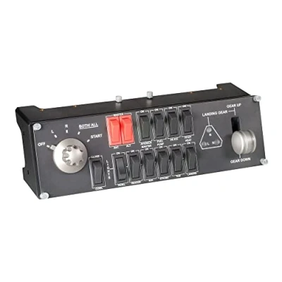 Imagen de Logitech G Saitek Pro Flight Switch Panel de Conmutadores para Simulación Vuelo, Pantalla LCD, Cinco Posiciones Control Giratorio Magneto, Controles Tren Aterrizaje, USB, PC Negro