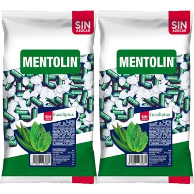 Imagen de MENTOLÍN pack de 2 kg caramelos duros sabor eucalipto sin azúcar, 2x1kg