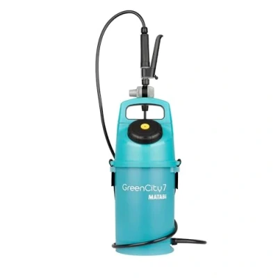 Imagen de Pulverizador GreenCity 7 Capacidad Útil de 5L Lanza y Manguera Válvula Seguridad Depósito Translúcido Boquillas Intercambiables Ideal para Terrazas Huertos Fabricado en Europa
