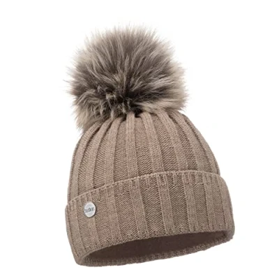 Imagen de ELIMELI gorro de cachemira para mujer, invierno, cálido, lana con cachemira, invierno pompón piel sintética, punto pompón,
