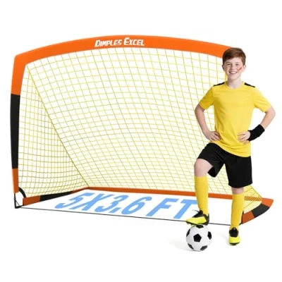 Imagen de Dimples Excel Portería De Fútbol Red para Jardín Al Aire Libre Entrenamiento Amantes del (5&#039;x3.6&#039; Naranja Negro)