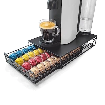 Imagen de RECAPS Soporte para Cápsulas de café Almacenamiento cajones Organizador cocina Compatible con Vertuoline Stores 40 Pods Black Colo