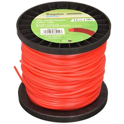 Imagen de Riegolux 107666 Hilo Desbrozadora Nylon Cuadrada, Rojo, 2.4 mm x 100 m