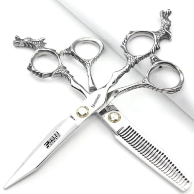 Imagen de Tijeras profesionales afiladas de la peluquería alta dureza 440c cortadas especiales del pelo peluquero salón 6 pulgada 17.5cm (scissors set)