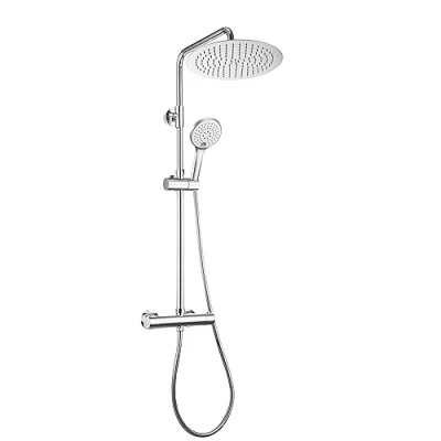 Imagen de JOHO Columna de Ducha con Rubinetto Termostatico Monomando Set Grifo Barra Altura Ajustable Acero Inoxidable Cromo y Alcachofa Baño Cabezal Iluvia D25cm