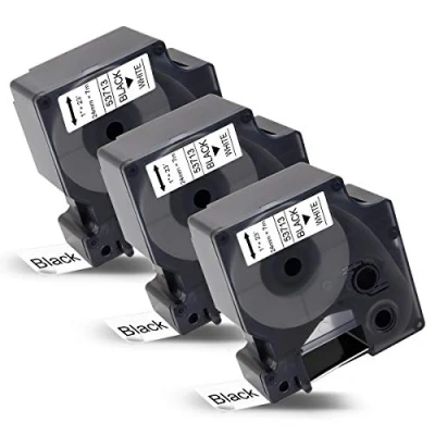Imagen de Labelwell 3x Reemplazo para Dymo 53713 S0720930 24mm x 7m Etiquetas Autoadhesivas Negro sobre Blanco LabelManager 450D 500TS Wireless PnP LabelWriter 450 Duo MobileLabeler