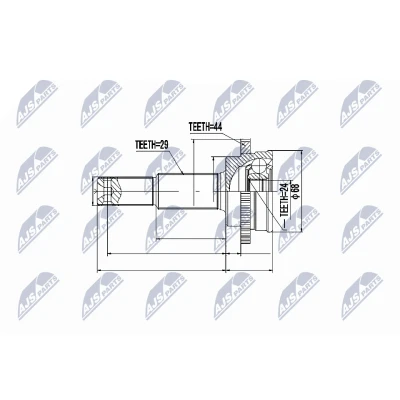 Imagen de NTY NPZ NS 067 Junta Homocinética Transmisión automática Eje trasero izquierda, trasero, derecha, NISSAN: X Trail, Murano I