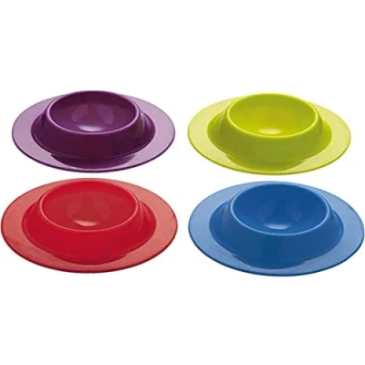 Imagen de juego de 4 hueveras ColourWorks KitchenCraft, portahuevos silicona aptos para alimentos, lavavajillas y microondas con diseño apilable, multicolor, 1