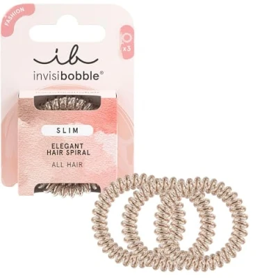 Imagen de Invisibobble Slim Bronze and Beads I Elegante goma para el pelo en espiral niñas y mujeres Suave, cómoda delicada con 3 piezas diseñadas Alemania