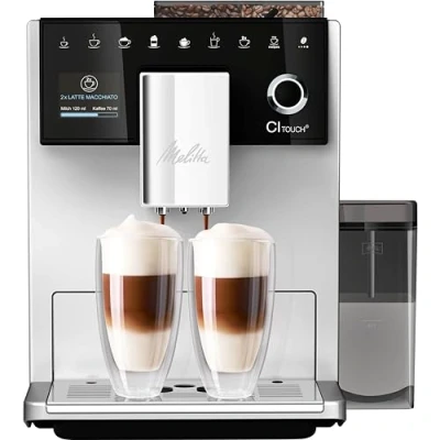Imagen de Melitta CI Touch (F630 111) Cafetera automática con sistema de leche, recipiente para granos dos cámaras, pantalla One Touch, grosor del café ajustable en 4 niveles, color plateado