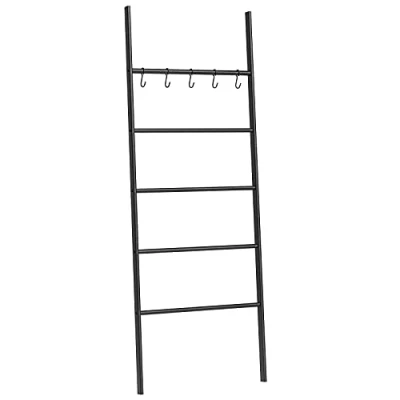 Imagen de HOOBRO Escalera para Toallas, Toallero de Baño, Perchero con 5 extraíbles Ganchos, Decorativa, Estable, Estilo Industrial, Mantas, Bufandas, Negro EBK62CJ01
