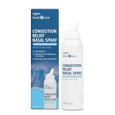 Imagen de Amazon Basic Care Spray nasal descongestionador natural, Aerosol, Adulto, 100 ml