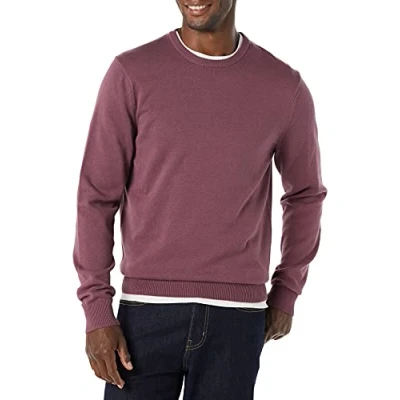 Imagen de Amazon Essentials Jersey de cuello redondo (Disponible en Tallas Grandes) Hombre, Ciruela, XS