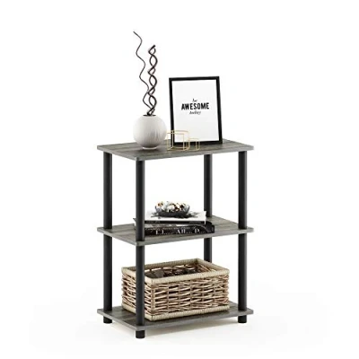 Imagen de Furinno Turn N Tube Sin Herramienta Estante De Almacenamiento 3 Niveles, Roble Francés Gris / Negro