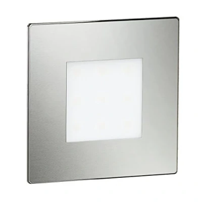 Imagen de ledscom.de 5 LED luz de escalera/luz pared empotrada FEX para interiores y exteriores, angular, acero inoxidable, 85 x 85mm, azul
