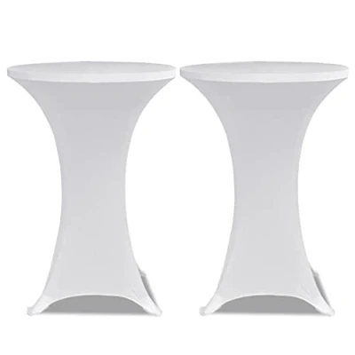 Imagen de vidaXL 2X Fundas Ajustadas para Mesa Alta de Fiesta 60 cm Blanco Mantel