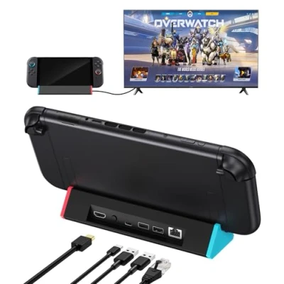 Imagen de SiWiQU Switch 2 TV Dock Portátil, Adaptador Ethernet 1000Mbit Base Compatible con Nintendo SOLO, Cargador Soporte HDMI 4K@120 Hz/100W tipo C/USB 3.0 [No para 1/OLED]