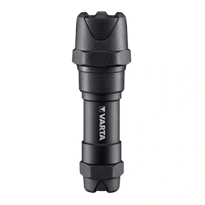Imagen de Varta Indestructible F10 Pro 6 Vatios LED Linterna/Linterna de trabajo, incluye 3 pilas AAA larga duración, resistente al agua y polvo, absorbe impactos, carcasa aluminio anodizado, negro