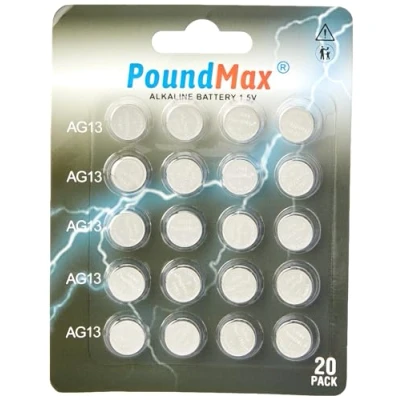 Imagen de PoundMax 20 Pilas alcalinas Super AG13 G13 SR44 LR44 A76 V13GA PX76A 357