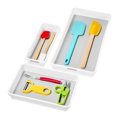 Imagen de madesmart Bandeja, Juego de 3, Blanco, Blanco Premium