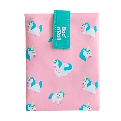 Imagen de Roll&#039;eat ® Bolsa Merienda Mr. Wonderful Porta Bocadillos con Envoltorio Reutilizable, Alimentos Ecológico sin BPA, de Tela, Color Unicorn Boc&#039;n&#039;Roll