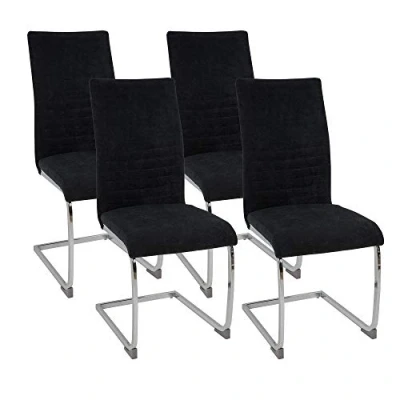 Imagen de Albatros Silla Cantilever Lugano Set de 4 Sillas Negro, SGS Probado